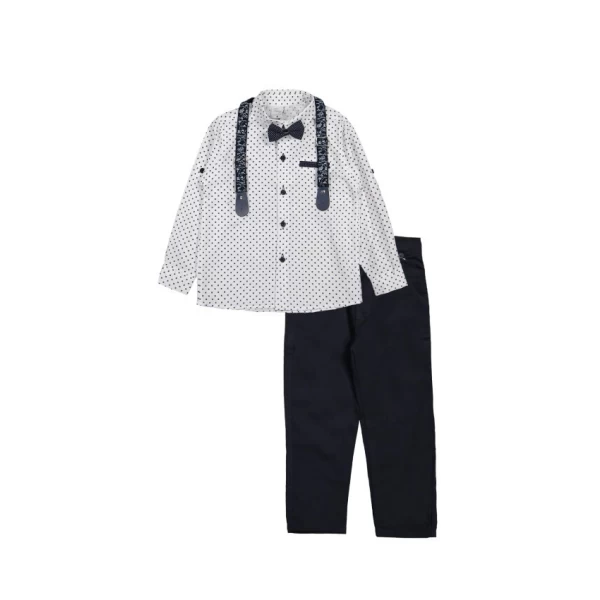Terry costum pentru baietei 1 an, Set cu cămașă, model cu fluturi 6303 - image 3