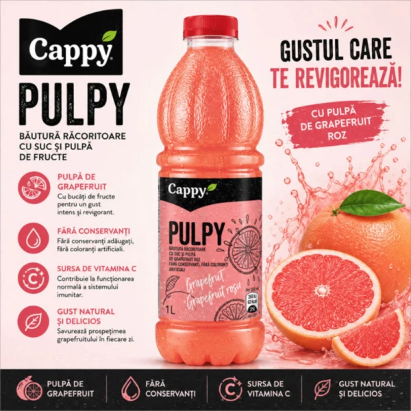 Напиток Cappy Pulpy Грейпфрутовый нектар 1л - image 2