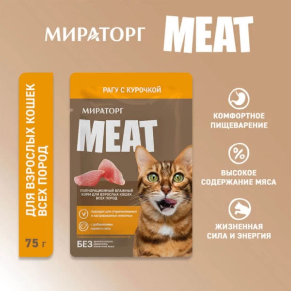 Meat Hrana pentru pisici ragu gaina 75g - image 2