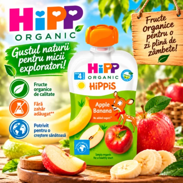 HiPP Piure de fructe Apple-Banana de la 4 luni 100 g - image 2