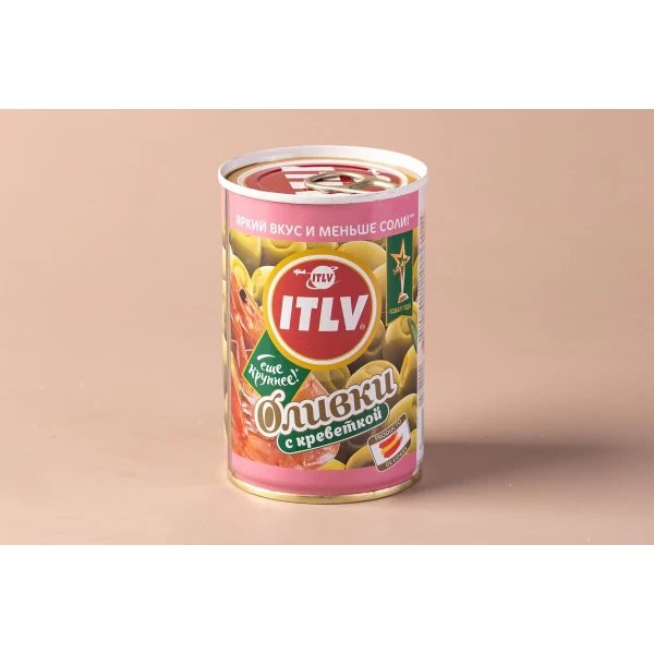 Оливки зеленые фаршированные креветками, Itlv (110g - 200/220) 314мл - image 2