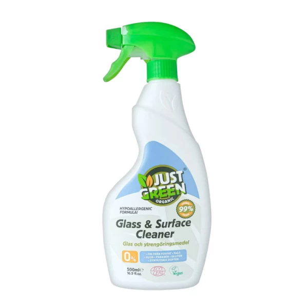 Средство для мытья стекол и поверхностей Just Green Organic, 500 мл - image 1
