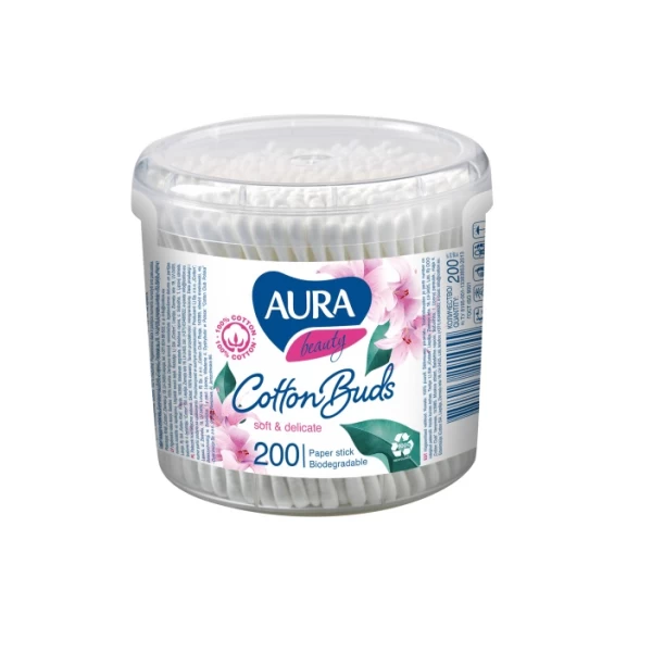 Aura Betisoare de vata rotund BioDegradable 200 buc - image 1