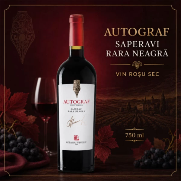 Autograf Saperavi Rara Neagra vin rosu sec 750 ml - image 2