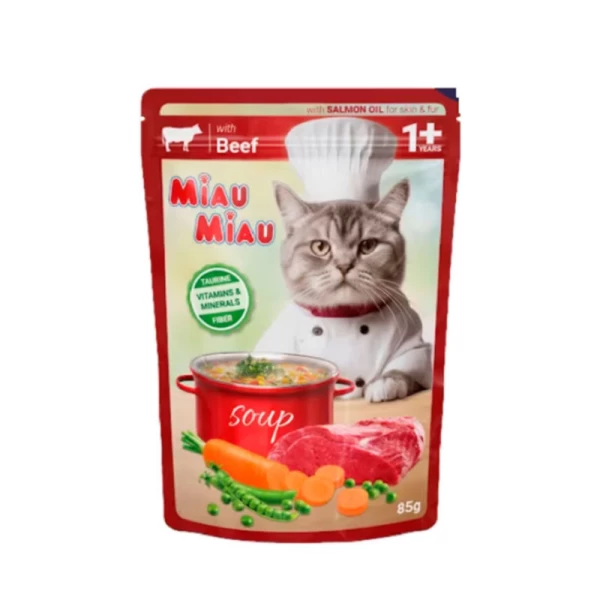 Miau Miau Корм для кошек с мясом говядины и овощами 85гр - image 1