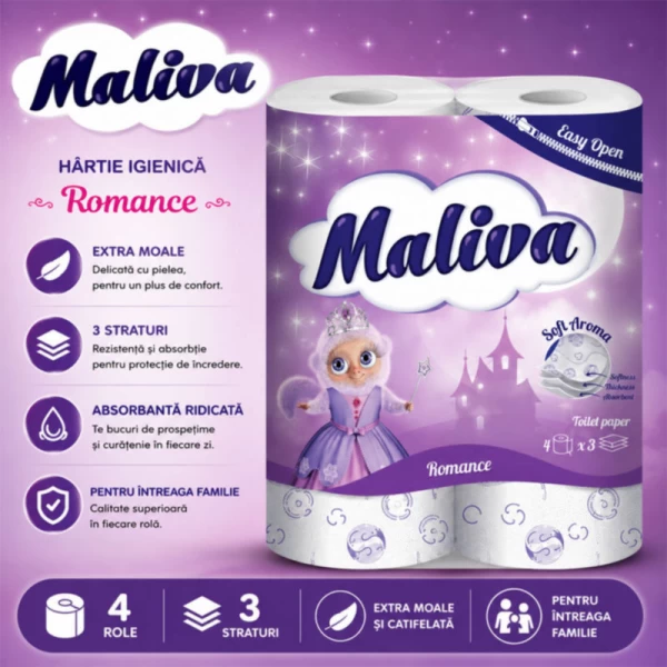 Maliva Hartie igienica 4 role 3 straturi Romance - image 2
