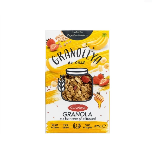 Granoleya Гранола с бананами и клубникой 375г - image 1