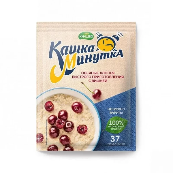 Каша быстрого приготовления овсяная с вишней Каша-Минутка 37г - image 1