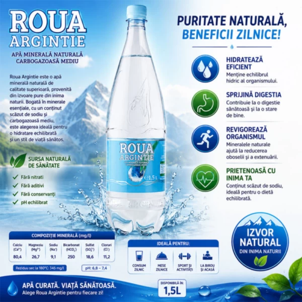 Roua Argintie Apa minerala mediu gazata 1,5 l - image 2