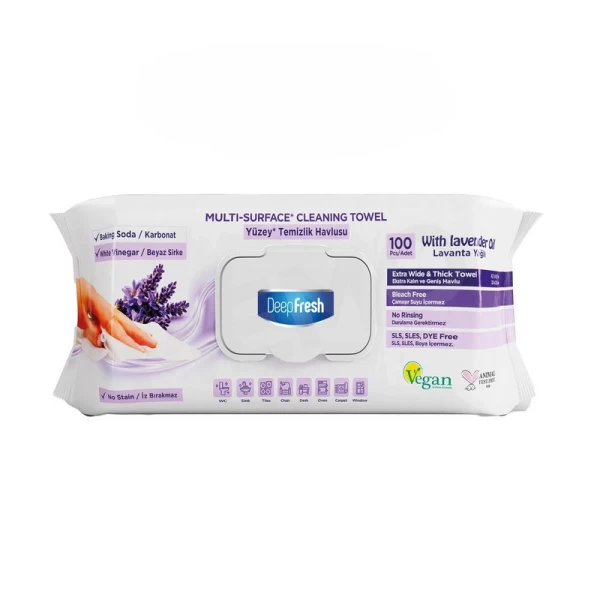 DeepFresh Servetele umede pentru curatare suprafete 100 buc Lavanda - image 1