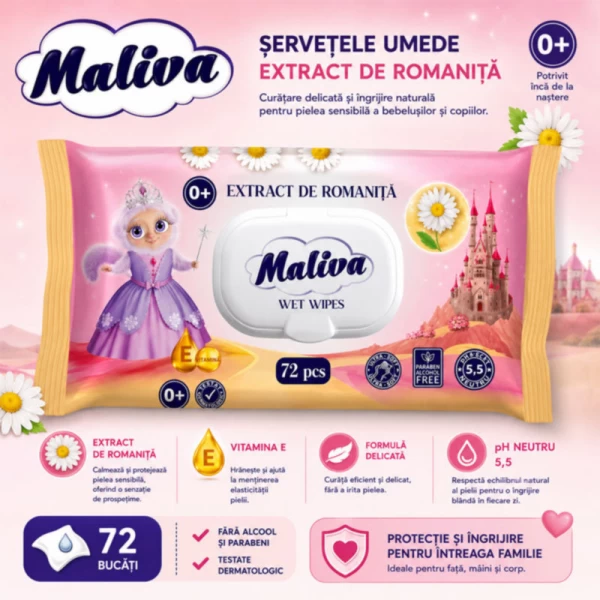 Maliva Servetele umede 72 buc Romanita - image 2