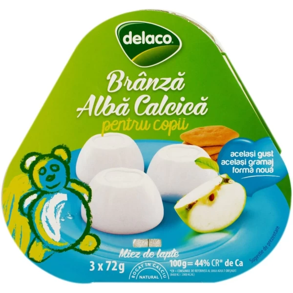 Delaco Branza alba Calcica pentru copii 3 bucati 3x72g - image 1