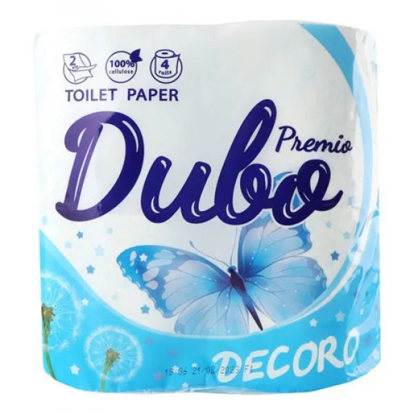 Soffione Туалетная бумага Decoro 2 слоя 4 рулона Бело-голубая - image 1