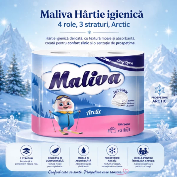 Maliva Hartie igienica 4 role 3 straturi Arctic - image 2