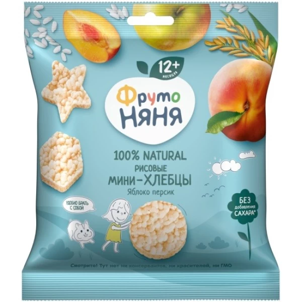 FrutoNanny Mini crispbread orez, mere, piersica 30 g - image 1