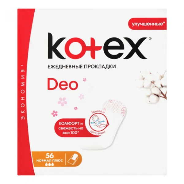 Kotex Absorbante zilnice Deo Normal Plus 56 buc - image 1