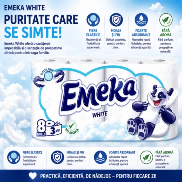 Туалетная бумага Emeka White 3 слоя 8 рулонов - image 2