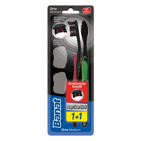 Banat Perie pentru dinti Deep Clean Black, Medium 1+1 - image 1