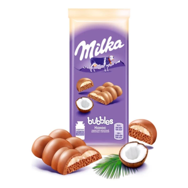 Milka Ciocolata Bubbles cu lapte aerata si cocos 97g - image 3