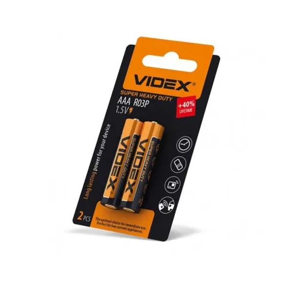 Батарейка солевая Videx R03P/AAA 2 шт - image 1