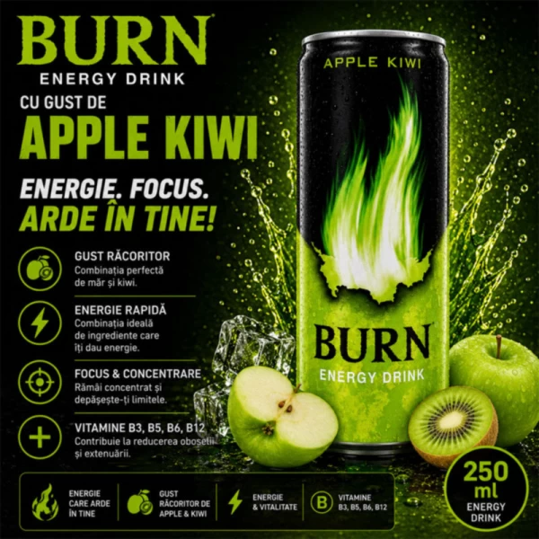 Burn Напиток энергетический Apple & Kiwi, 250 мл - image 2