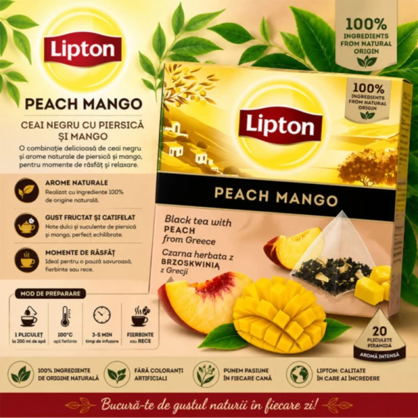 Lipton Ceai Negru Piersica & Mango 20 pac - image 2