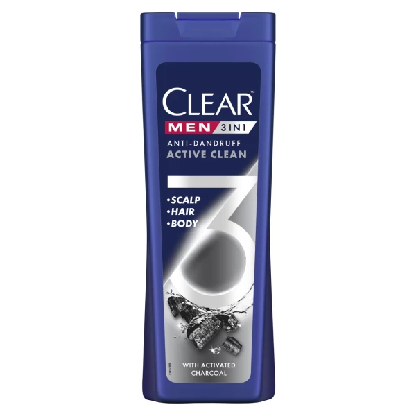 Clear Men Sampon 3 in 1 Active Clean, Impotriva caderii parului 360ml - image 1