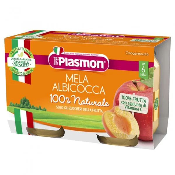 Пюре Plasmon яблочно-абрикосовое (6+ мес), 2х104 г - image 1