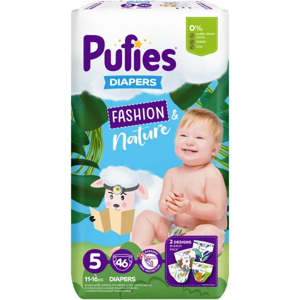 Pufies Подгузники Fashion & Nature Junior N5, 11-16kg 46buc - image 1