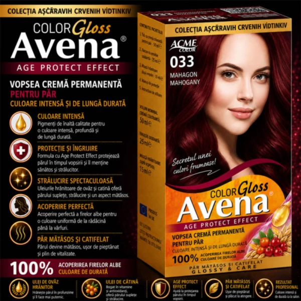Краска для волос ACME Рябина Avena, 033 - Махагон, 100 мл - image 2