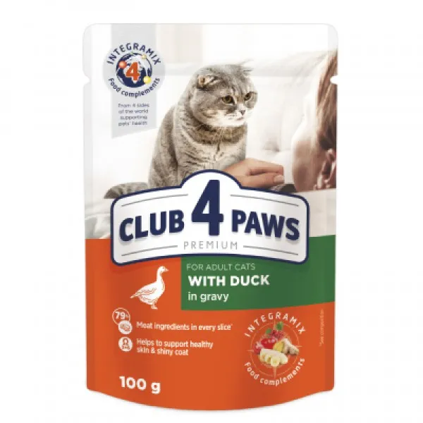 Club 4 Paws Conserva pentru pisici 100g Rata - image 1
