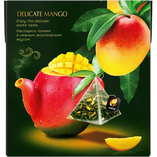 Чай зеленый Curtis Delicate Mango Green Tea 20 пирамидки - image 4