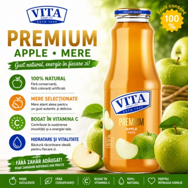 Vita Premium Сок Яблоки (Бутылка) 1000 мл - image 2