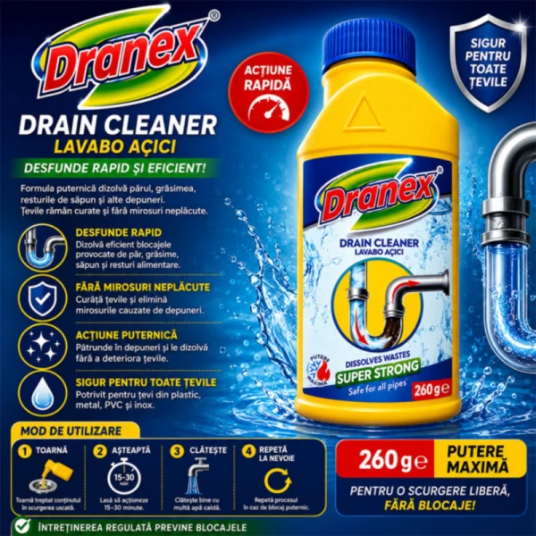 Dranex Granule pentru curatarea tevilor 260 gr - image 3