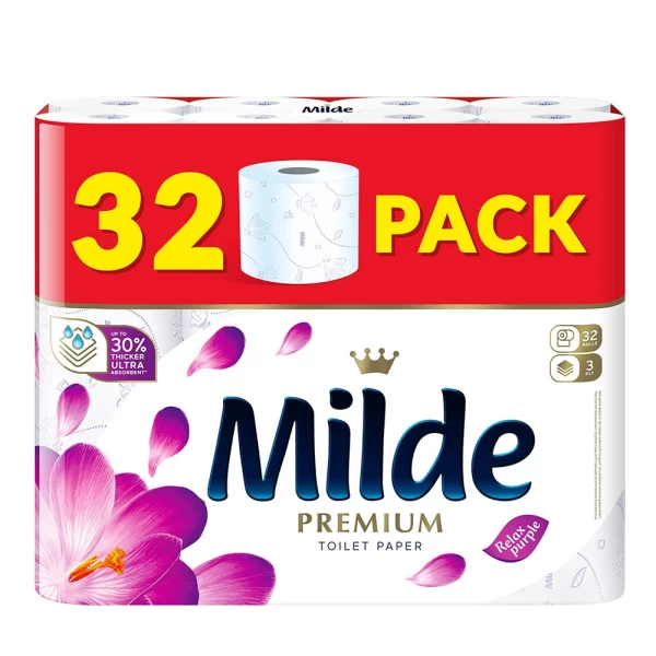 Milde Туалетная бумага, 3 слоя, 32 рулона Relax Purple - image 1