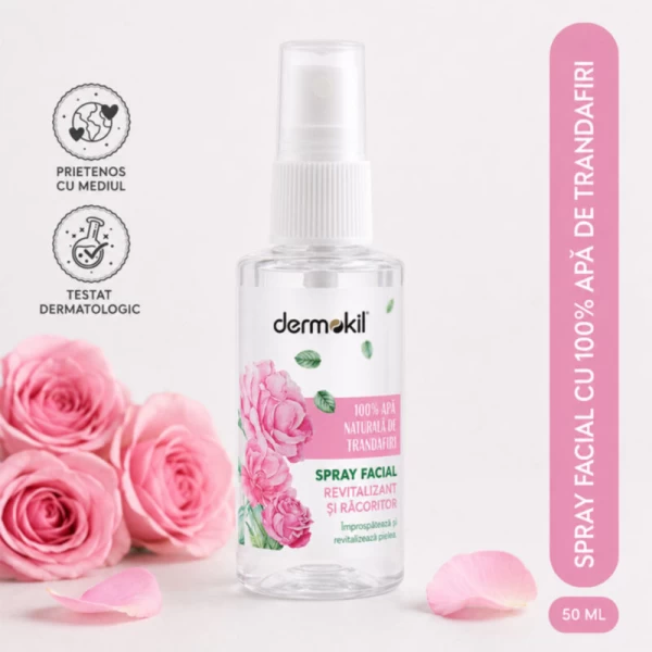 Dermokil Spray facial revitalizant și revigorant cu apă naturală de trandafiri 100%, 50 ml - image 2