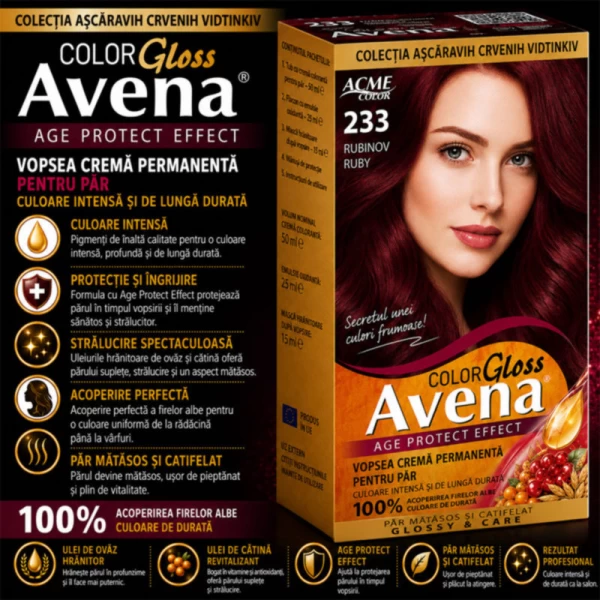 Vopsea pentru par ACME Riabina Avena, 233 - Rubin, 100 ml - image 2