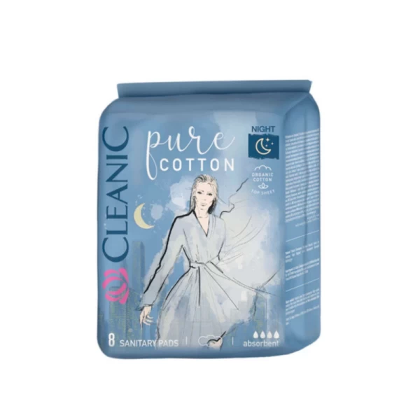 Ночные гигиенические прокладки Cleanic Pure Cotton Night 8 шт - image 1