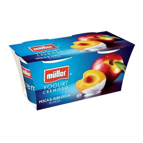 Muller Pezzi iaurt cu bucati de piersici si caise 2*125g - image 2