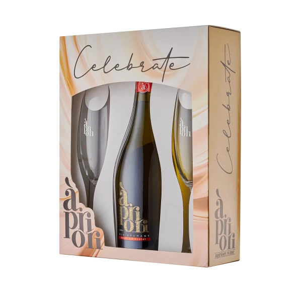 Set Cadou Vin Spumant Apriori Muscat 0.75l + 2 pocale - image 2