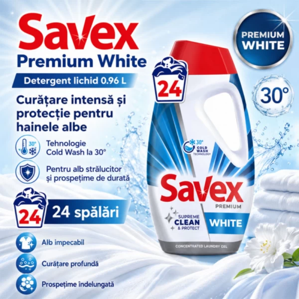 Savex Detergent lichid 0,96l Premium White - image 2