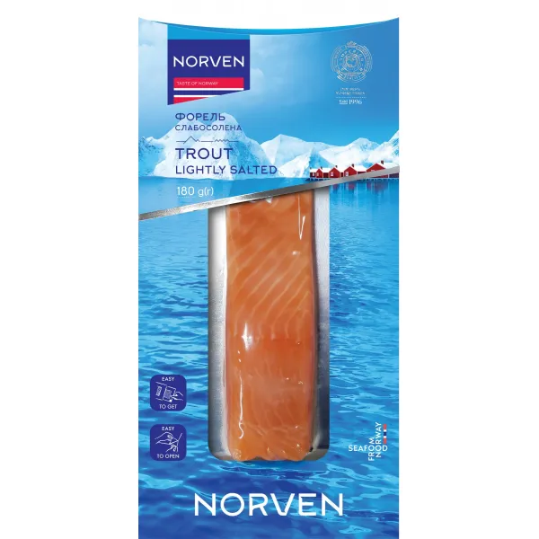 Форель филе-кусок на шкуре Norven сл/с в/у 180г - image 2