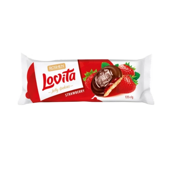 Biscuiti Roshen Lovita cu umplutura de jeleu cu gust de capsuna 135g - image 1