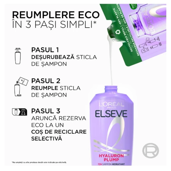 L'Oreal Paris Elseve Hyaluron Plump увлажняющий шампунь для обезвоженных волос, эко резерв 250 мл - image 2