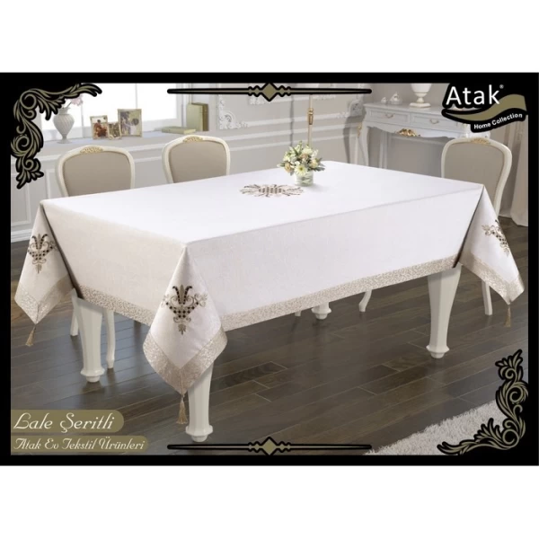 Fata de masa, ATAK, Lale Seritli, 160x220 cm, Gri, 10 persoane, Poliester - image 1