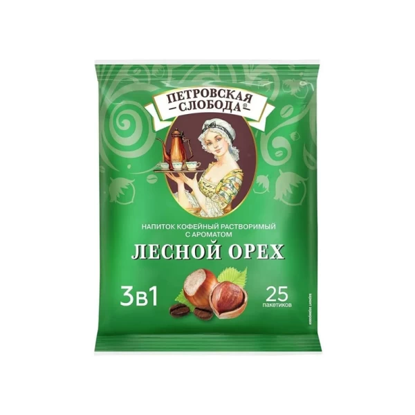 Растворимый кофе Петровская слобода 3 в 1 Лесной орех 18г - image 1