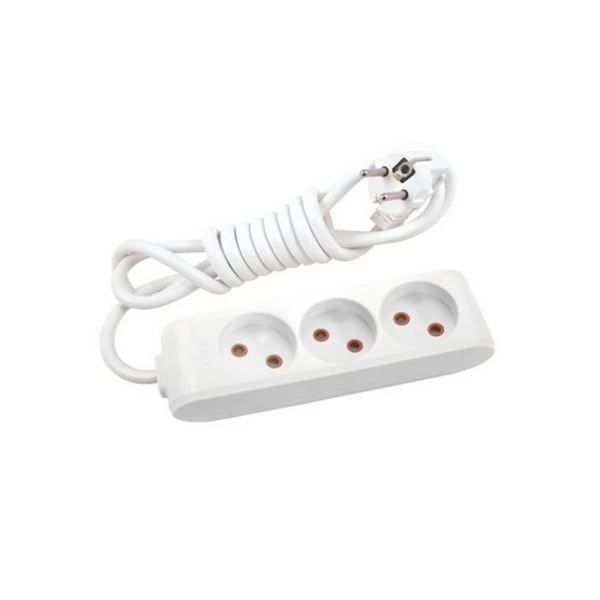 Prelungitor cu 3 prize fara impamintare Multi 5m, Alb - image 1