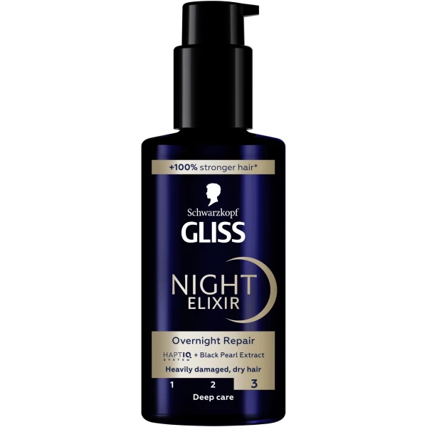 Gliss Night Elixir Overnight Repair Лечебная сыворотка для очень поврежденных и сухих волос Schwarzk - image 1