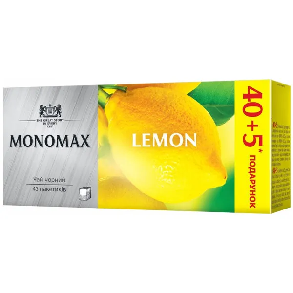 Мономах Чай чорний Lemon у пакетиках, 40+5 шт - image 1