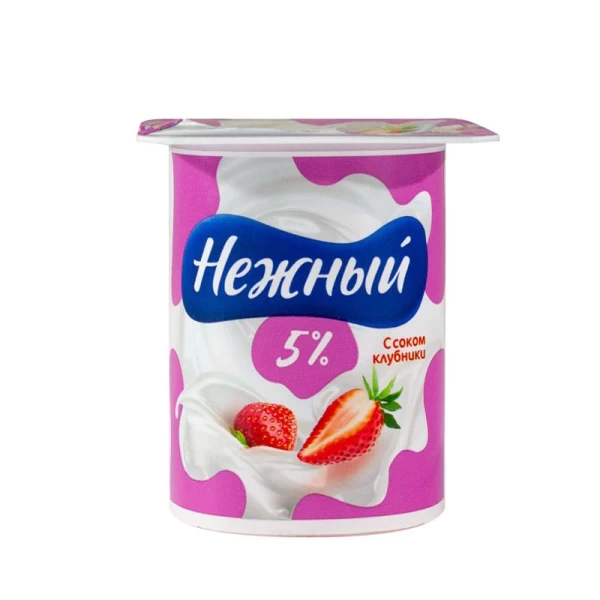 Йогурт Нежный сливочный 5% с соком Клубники 100 г - image 1